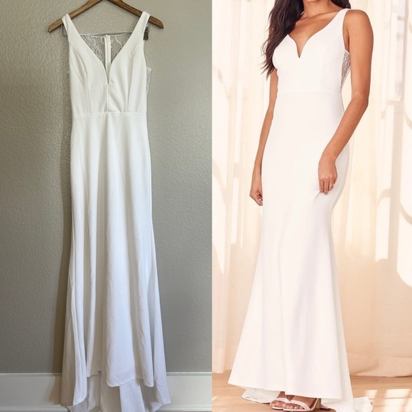 NWOT Extraordinary Romance White Button Back Mermaid Maxi Dress - Picture 1 of 9